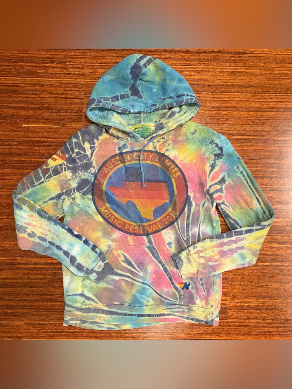 Aviator Nation Hoodie Medium Austin City Limits 2014 Tie Dye Y2K